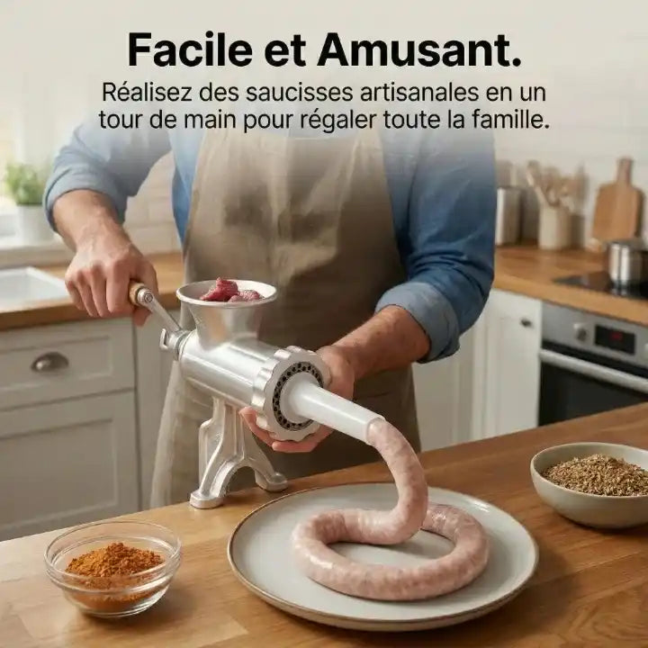 Hachoir manuel fonte taille 8 avec fixation table — vue arrière