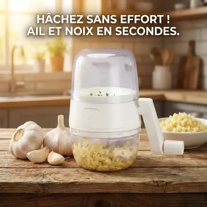 Hachoir manuel blanc à manivelle pour noix et fruits secs — accessoires inclus