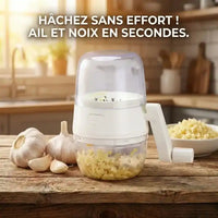 Hachoir manuel blanc à manivelle pour noix et fruits secs — accessoires inclus