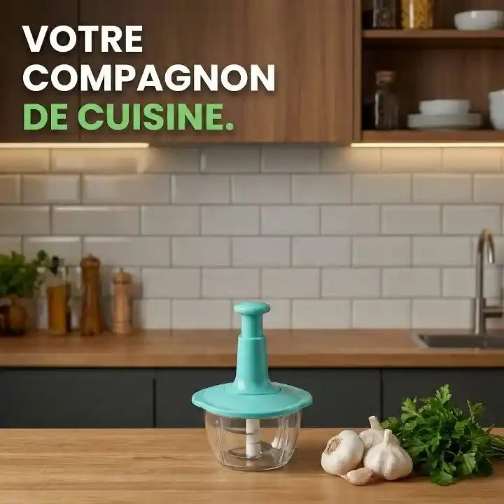 Hachoir manuel presse vertical 1,5 L pour légumes, oignons et ail — vue arrière