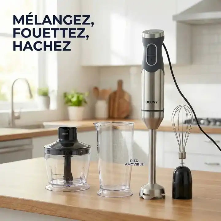 Hachoir multifonction 4 en 1 avec mixeur plongeant 1000W — vue arrière