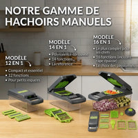 Hachoir légume multifonction 16 en 1 gris lames inox