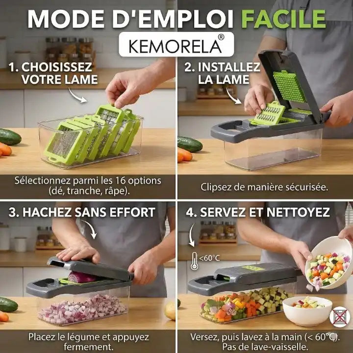Hachoir légume multifonction 16 en 1 gris — guide d'utilisation