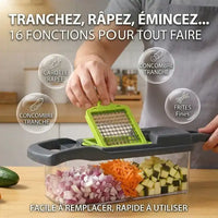 Hachoir légume multifonction gris — utilisation en cuisine