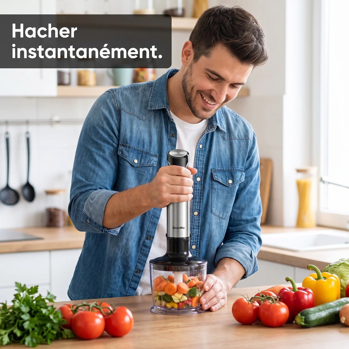 Hachoir multifonction 5 en 1 avec mixeur 1500W et fonction Turbo