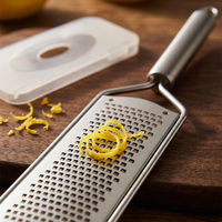 Râpe plate inox 304, poignée tube, gros plan sur les détails