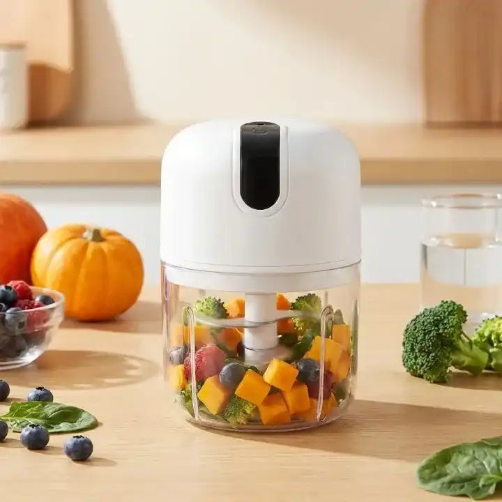 Mini hachoir électrique USB 250 ml pour ail et légumes — accessoires inclus