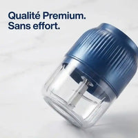 Mini hachoir électrique USB 250 ml – 3 lames inox sans fil — vue latérale