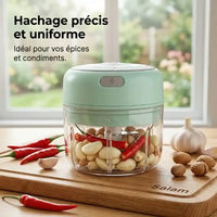 Mini hachoir électrique 30W 100–250 ml plastique — accessoires inclus