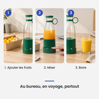 Comment utiliser le mini hachoir électrique vert portable 6 lames en 3 étapes : ajouter les fruits, mixer, boire