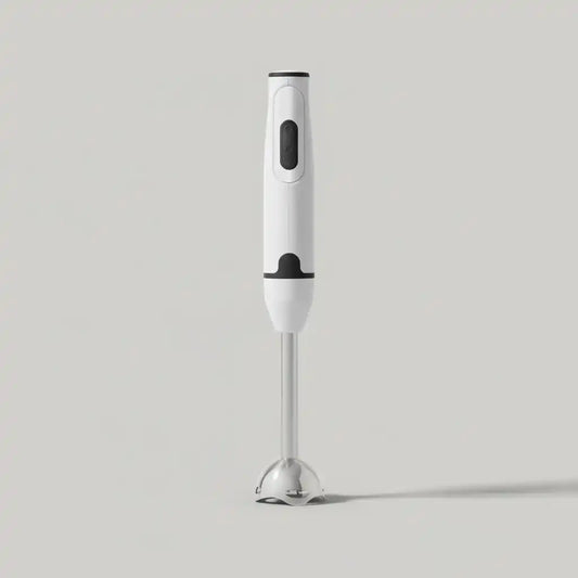 Hachoir blender électrique blanc-noir 300W mixeur plongeant en situation d'utilisation