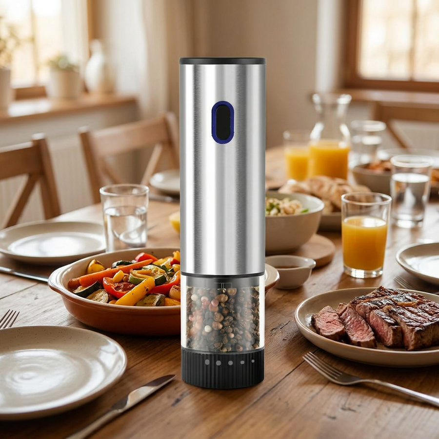 Moulin à sel et poivre électrique rechargeable Type-C, en situation dans la cuisine