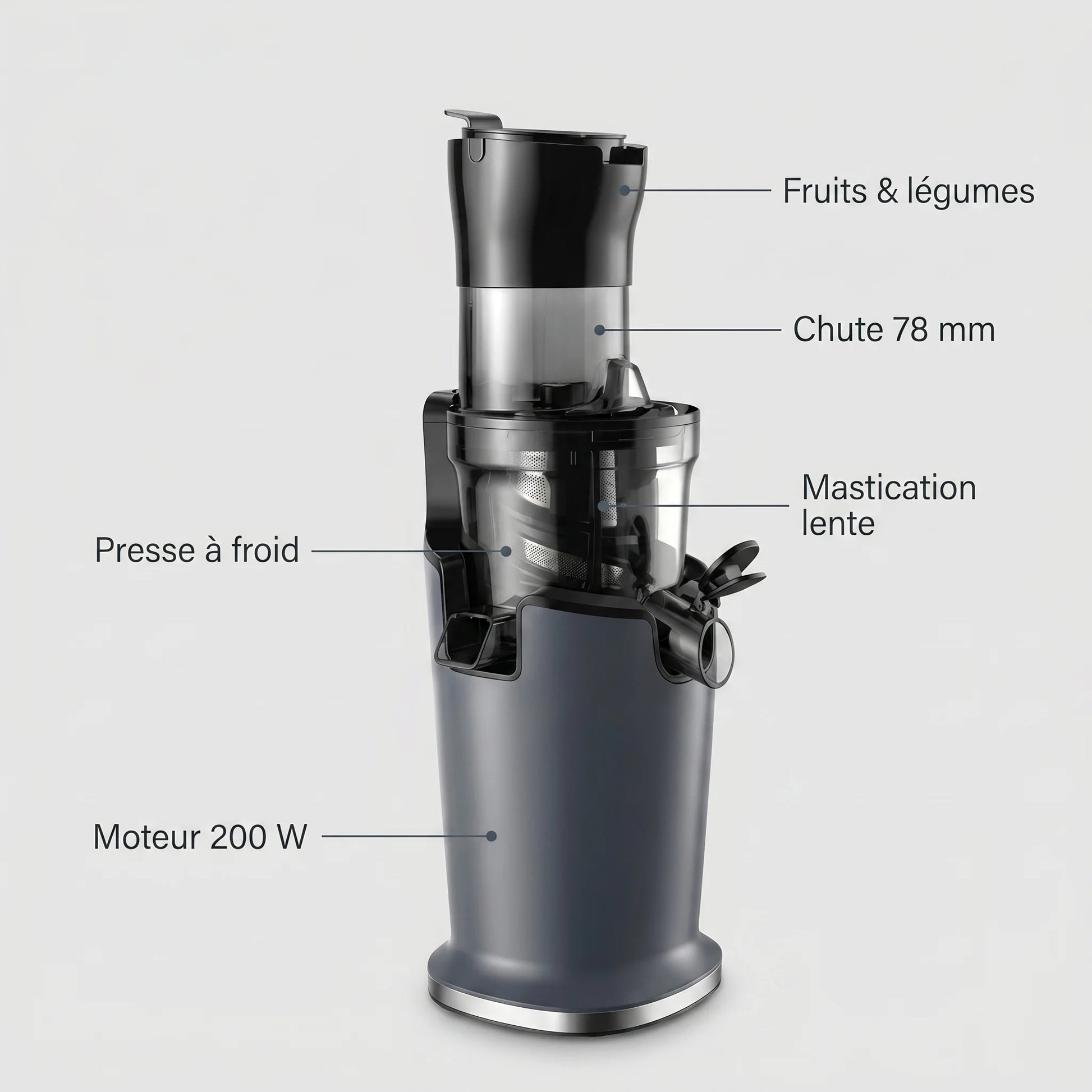 Extracteur de jus BioloMix presse a froid - caracteristiques techniques