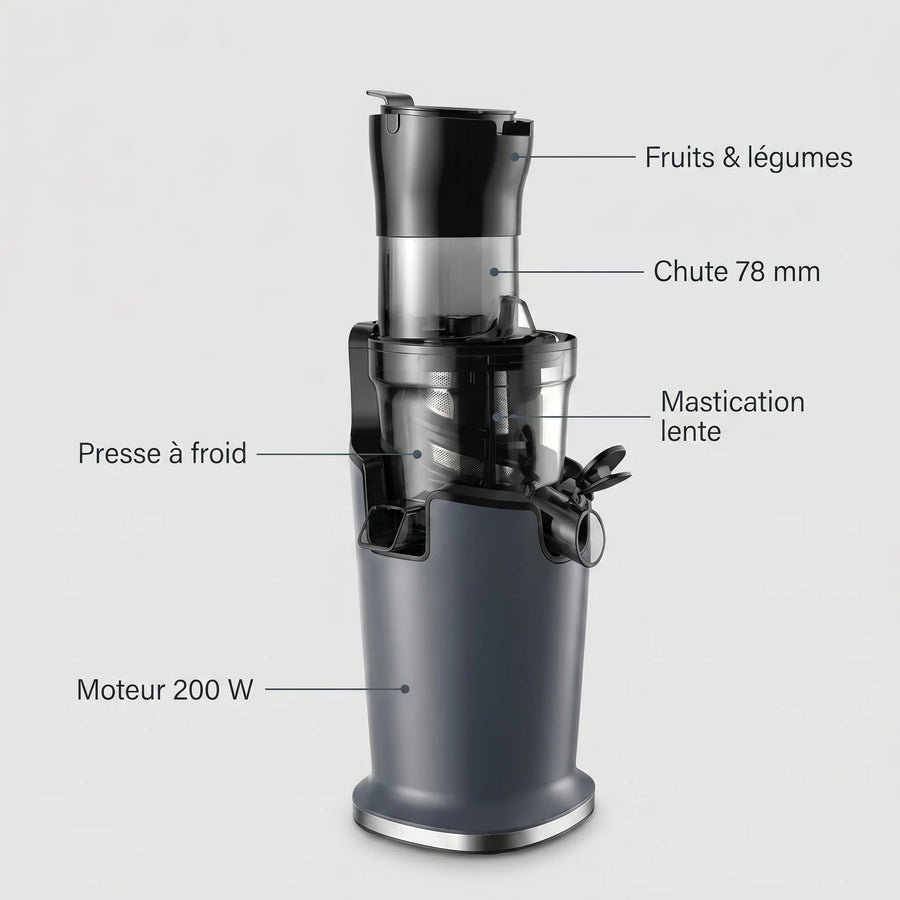 Extracteur de jus BioloMix presse a froid - caracteristiques techniques