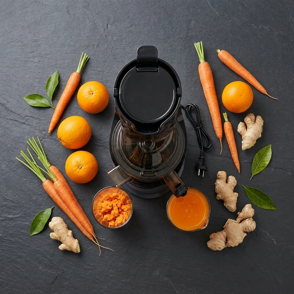 Extracteur de jus BioloMix presse a froid - flat lay premium