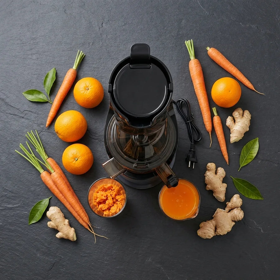 Extracteur de jus BioloMix presse a froid - flat lay premium