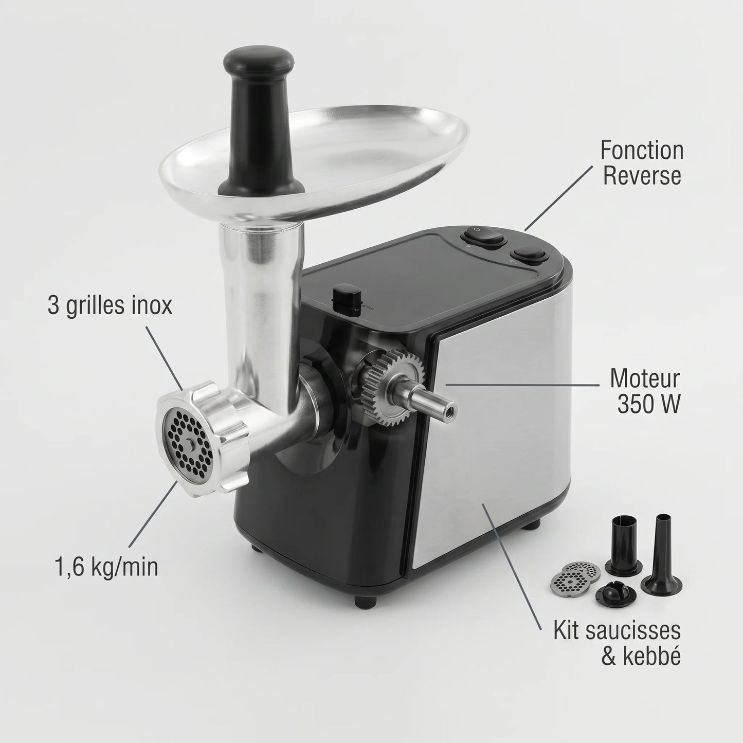 Hachoir a viande 350W - caracteristiques techniques