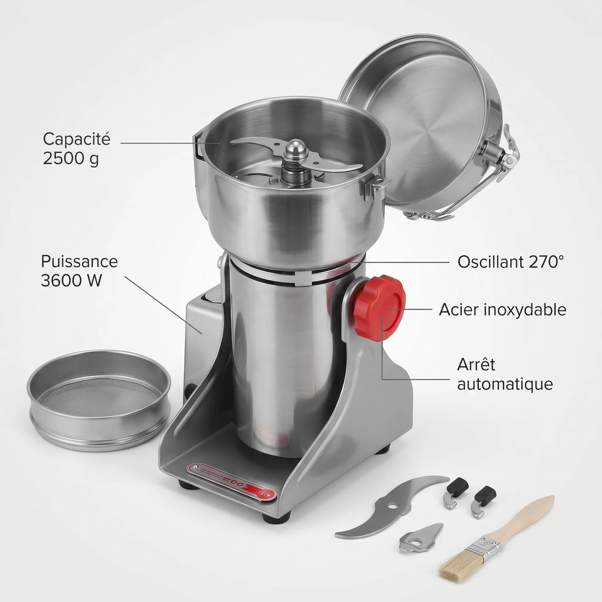 Hachoir inox epices grains - caracteristiques techniques