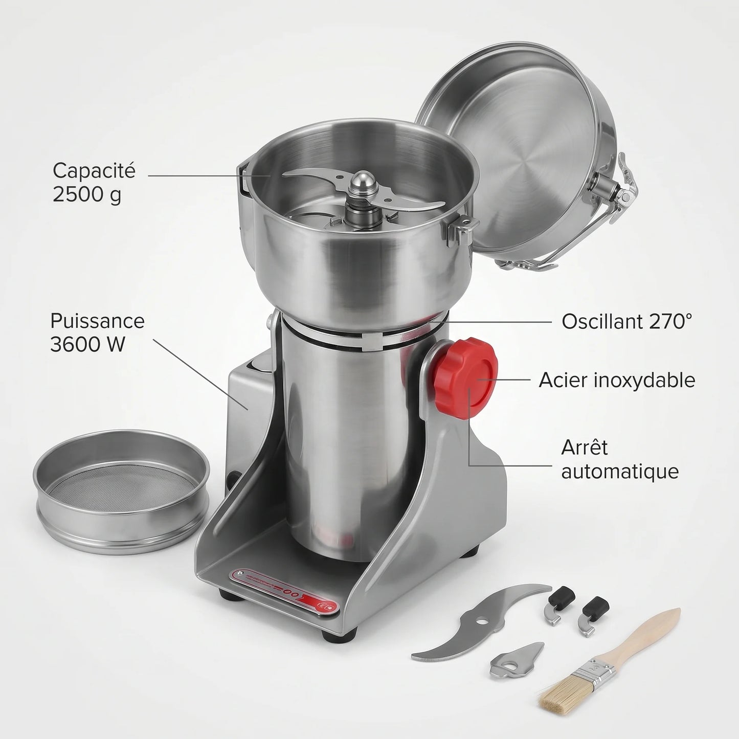 Hachoir inox epices grains - caracteristiques techniques