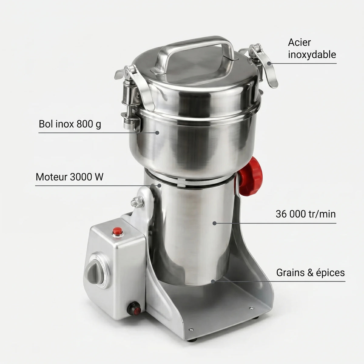 Hachoir inox 800g 3000W - caracteristiques techniques