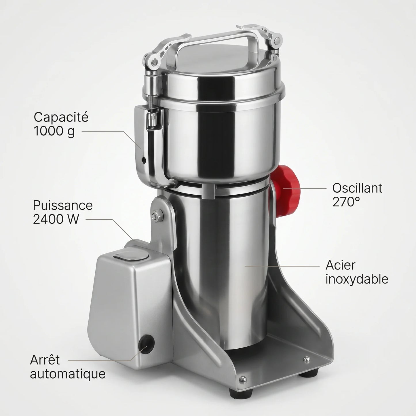 Hachoir inox 1000g 2400W - caracteristiques techniques