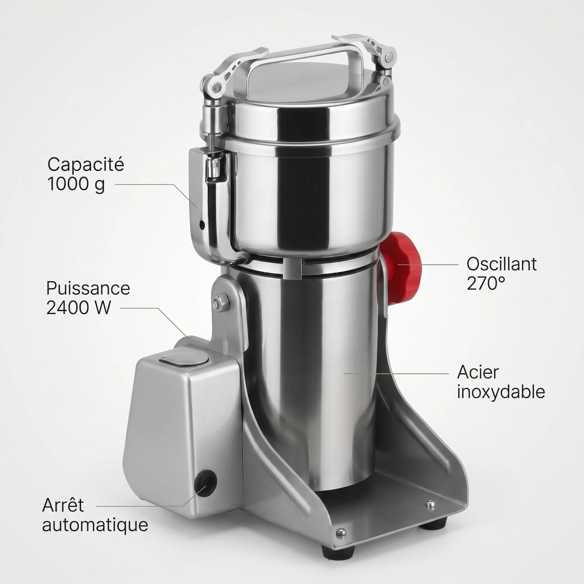 Hachoir inox 1000g 2400W - caracteristiques techniques