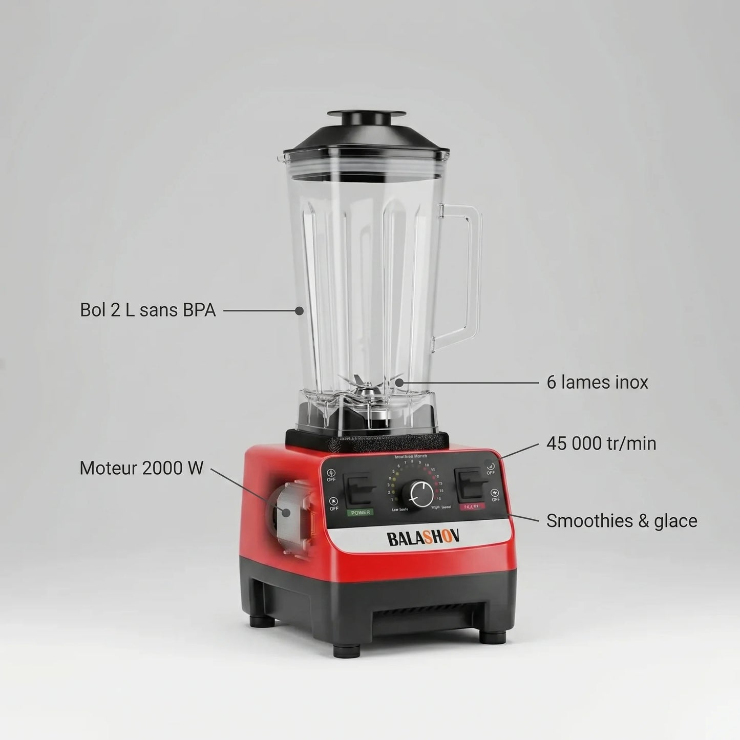 Hachoir blender 2000W simple - caracteristiques techniques