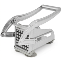 Coupe-frites manuel inox à levier, 2 grilles, vue produit sur fond blanc