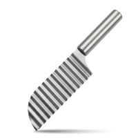 Couteau à frites ondulées inox, vue produit sur fond blanc