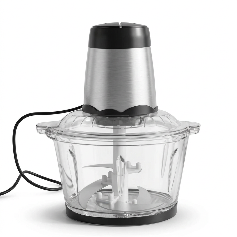 Hachoir électrique 2 vitesses, bol verre 2 L, vue produit sur fond blanc