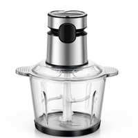 Hachoir électrique bol verre 2 L, 3 vitesses et minuterie, vue produit sur fond blanc