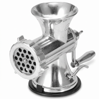 Hachoir à viande manuel aluminium à ventouse, vue produit sur fond blanc