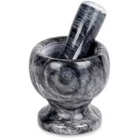 Mortier et pilon à épices en granit gris 11 cm, vue produit sur fond blanc