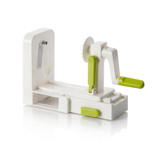 Spiraliseur à légumes 5 lames pliable, vue produit sur fond blanc