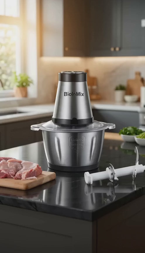 Hachoir électrique BioloMix 500W bol inox 2L + lame supplémentaire