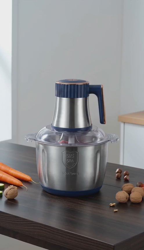 Hachoir électrique inox 5L 500W avec 6 lames et 5 vitesses