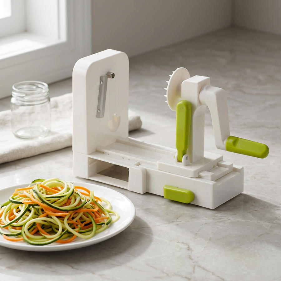 Spiraliseur à légumes 5 lames pliable, résultat obtenu